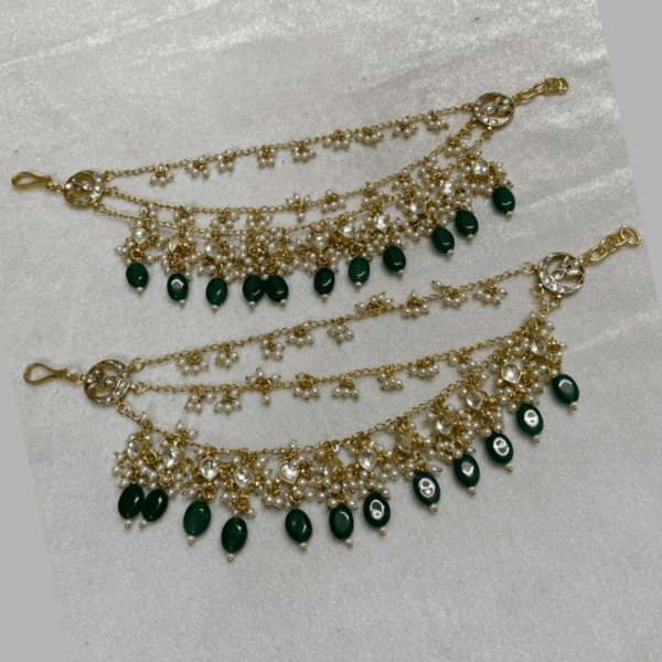 EC3-Gold Plated Jadau pachi Kundan Earchain