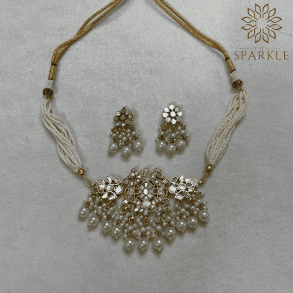 Mother of Pearl Choker Set | The Sparkle Jewellery | Elegant Jewelry for Women