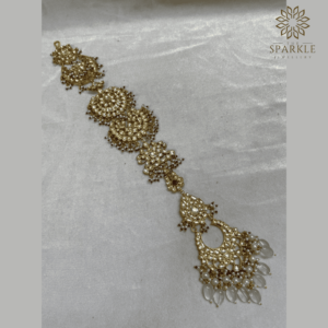 Pachi Kundan gold plated hair braid with pearls and crystal drops – The Sparkle Jewellery