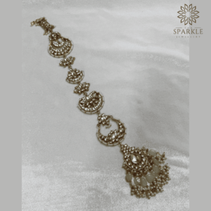 Crescent Style Pachi Kundan Gold Plated Hair Braid – Bridal Hair Jewellery