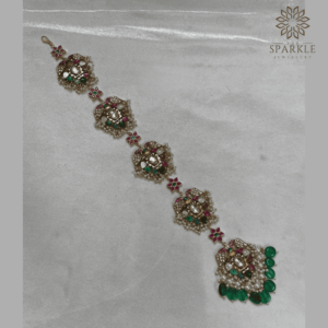 Premium Pachi Kundan Gold Plated Hair Braid for South Indian Brides