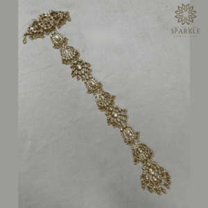 Antique Gold Pachi Kundan Hair Braid – Traditional Bridal Hair Accessory