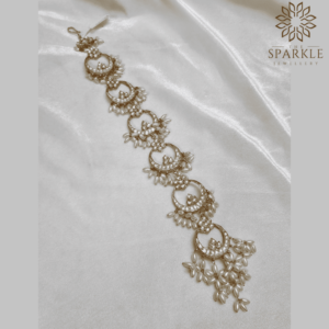 Elegant Gold Plated Pearl Hair Braid Juda Ornament for Indian Bridal Hairstyles