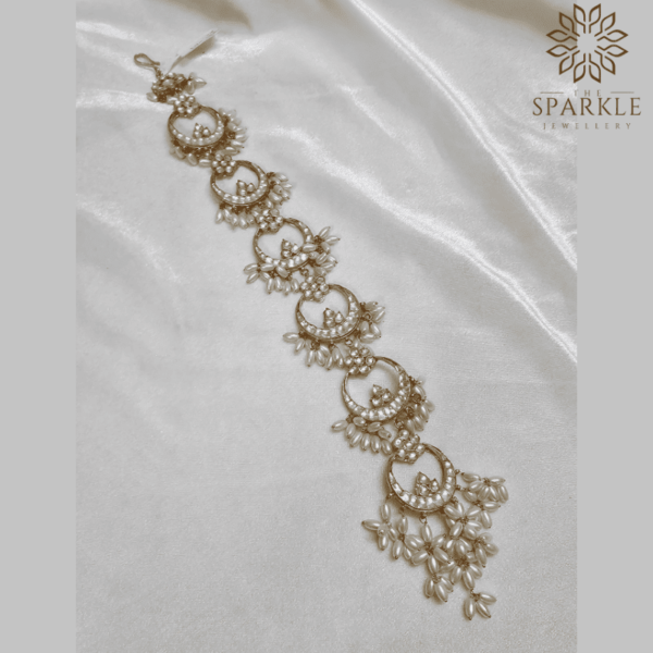 Elegant Gold Plated Pearl Hair Braid Juda Ornament for Indian Bridal Hairstyles
