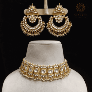 Jadau Pachi Kundan Gold Plated Choker Necklace Set with Pearl Detailing – The Sparkle Jewellery – Worldwide Shipping