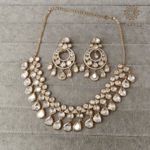 Real Moissanite Polki Chandelier Necklace Set – The Sparkle Jewellery – Worldwide Shipping