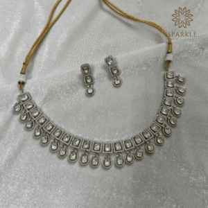 Premium Polki Necklace Set in Gold Finish – The Sparkle Jewellery – Worldwide Shipping
