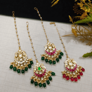 Jadau Pachi Kundan Gold Plated Jewellery with ruby and emerald stones by The Sparkle Jewellery.