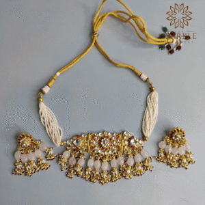 jadau pachi kundan gold plated choker necklace set with blush pink drops luxury indian jewellery usa uk canada uae