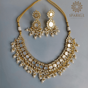 mother of pearl gold plated choker necklace set with pearl white drops luxury indian jewellery usa uk canada uae