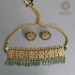 jadau pachi kundan gold plated choker necklace set with mint green drops luxury indian jewellery usa uk canada uae