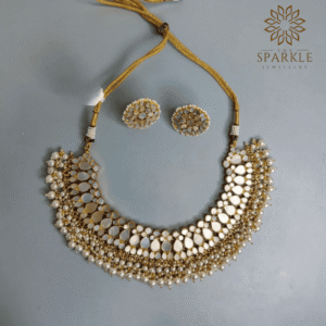 mother of pearl mop gold plated necklace set with pearl white drops luxury indian jewellery usa uk canada uae