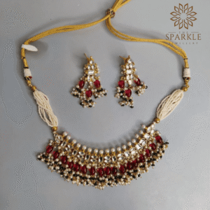 jadau pachi kundan gold plated choker necklace set with ruby red drops luxury indian jewellery usa uk canada uae