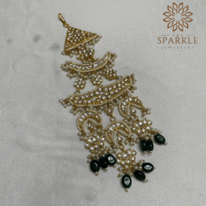 The Sparkle Jewellery forest green jadau pachi kundan gold plated passa side jhumar