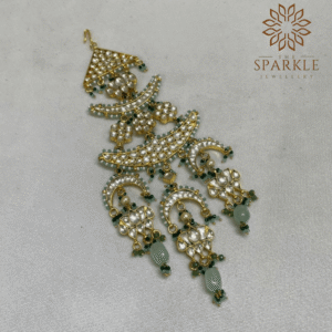 The Sparkle Jewellery mint green jadau pachi kundan gold plated passa side jhumar