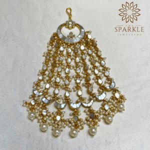 The Sparkle Jewellery mother of pearl jadau gold plated passa with pearl drops