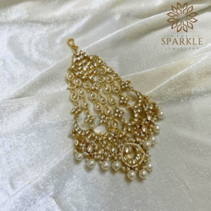 The Sparkle Jewellery pearl drop jadau kundan passa 18k gold plated traditional indian hair accessory