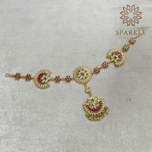 jadau pachi kundan sheeshpatti hair accessory gold plated ruby pink emerald green stones indian bridal forehead jewellery worldwide shipping