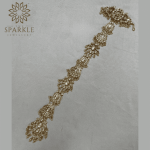 champagne white jadau kundan hair braid gold plated pearl hair accessory indian jewellery the sparkle jewellery