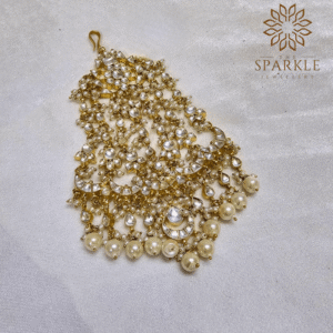 The Sparkle Jewellery ivory pearl jadau kundan passa gold plated traditional indian hair accessory