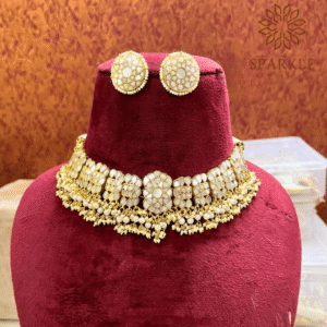 mother of pearl mop jadau 18k gold plated choker necklace set customisable drops luxury indian jewellery worldwide shipping