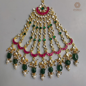 Green and Pink Kundan Passa Jhoomer for Bridal and Non-Bridal Occasions