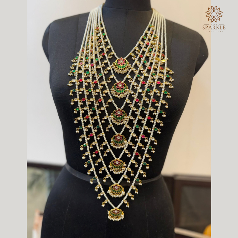 Satlada Rani Haar layered pearl bridal collar necklace