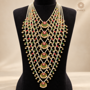 Satlada Rani Haar layered pearl bridal collar necklace